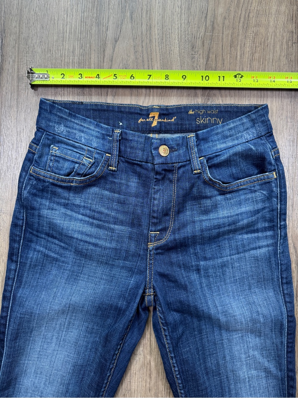 7 For All Mankind The High Waist Skinny Jeans Dark Wash Size 26 - Picture 5 of 14